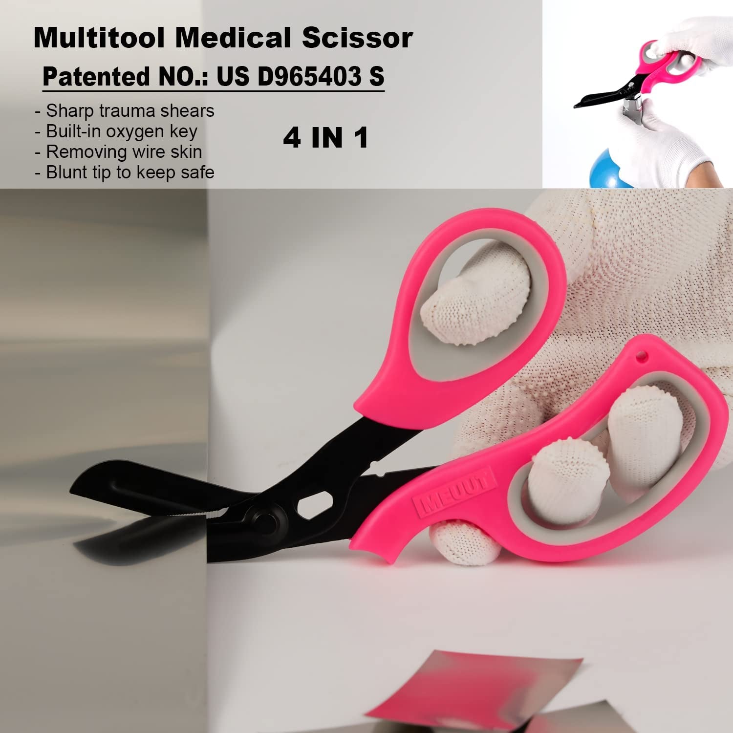 3 Pack Penlight & Medical Scissors- One 8 Inches Patented Trauma Shears Two LED Pen Light with Four Batteries - Bandage Scissor For- Nurse, First Aid, EMT, Doctor