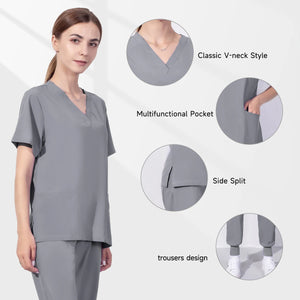 Operating Room Medical Uniforms Women Scrubs Clothes Sleeve V-Neck Workers T-Shirt Tops Summer Uniformes Medical Accessories