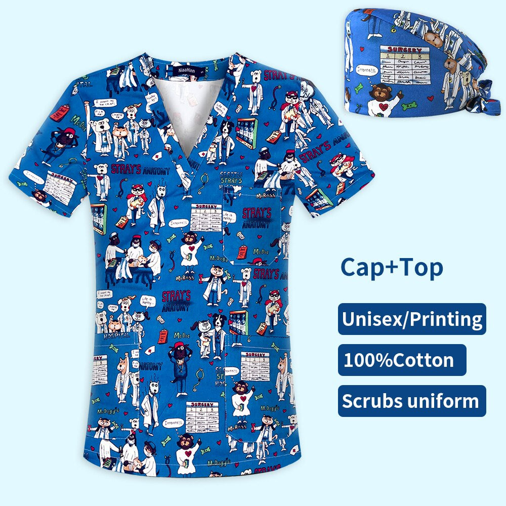 Scrubs Medical Uniforms Women Dentistry Pet Doctor Workwear Surgical Nursing Tops Pharmacy Work Clothing Medical Supplies Unisex