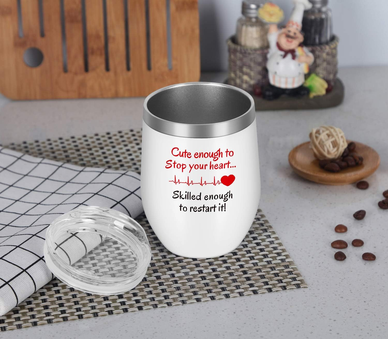 Cute Enough Skilled Enough Nurse Wine Tumbler, Funny Nurse'S Day Birthday Gifts for Nurse New Nurse Doctor, Nurse Gifts 12 Oz Insulated Stainless Steel Wine Tumbler